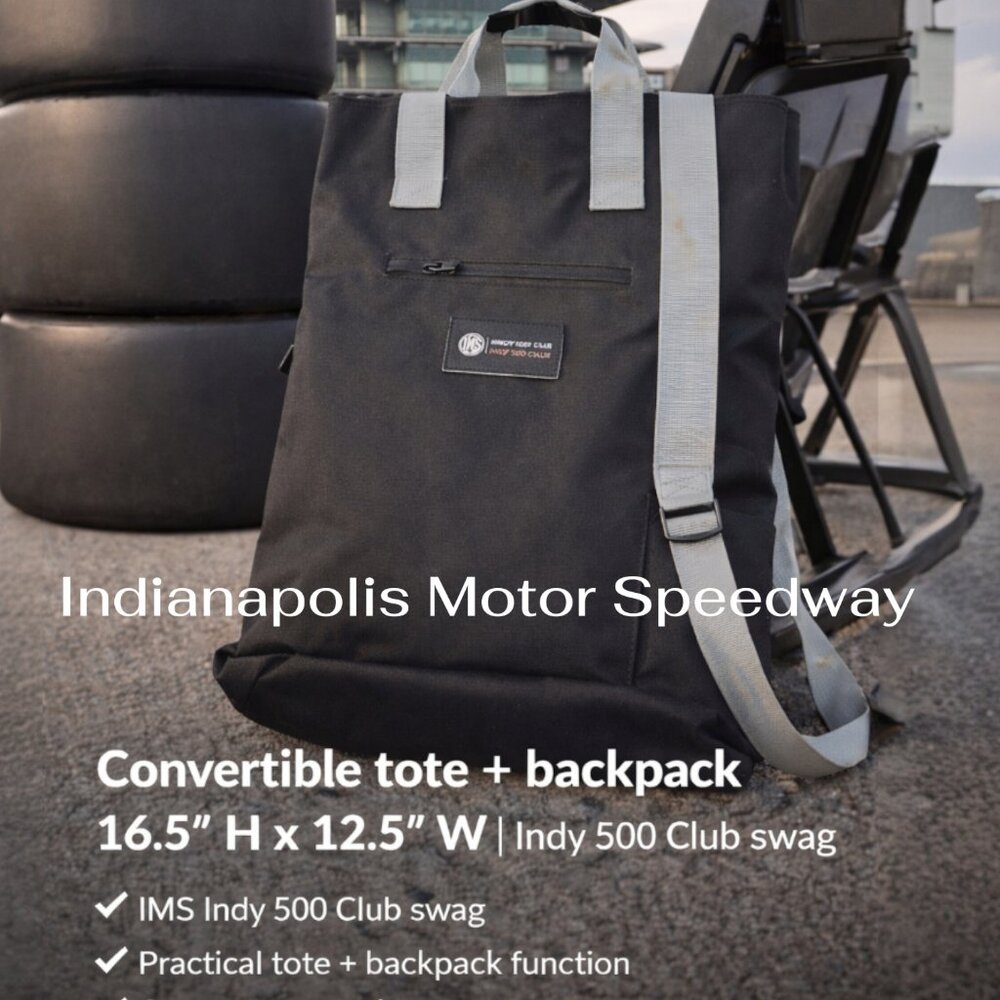 🏁 IMS Indy 500 Club Convertible Tote Backpack | Databank | Black